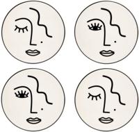 Sass & Belle Abstract Face White Coasters - Set Of 4