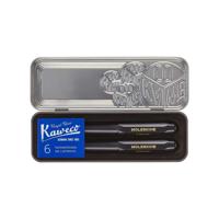 Moleskine Kaweco Ballpoint and Foutain Pen Set, Black, Medium Point and Medium Nib (0.7 MM), Blue Ink