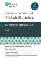 Mylab Statistics With Pearson Etext -- 18 Week Standalone Access Card -- For Essential Statistics