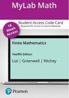 Mylab Math With Pearson Etext -- Access Card -- For Finite Mathematics (18-Weeks)