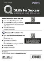 Q: Skills for Success: Intro Level: Listening and Speaking Teacher's Access Card