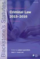 Blackstone's Statutes on Criminal Law 2015-2016
