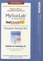 NEW MyLab Statistics With Pearson eText -- Standalone Access Card -- For Statistics for Psychology