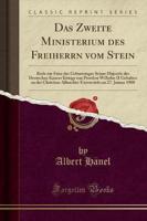 Das Zweite Ministerium Des Freiherrn Vom Stein