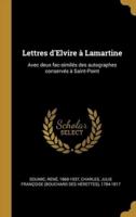 Lettres d'Elvire À Lamartine
