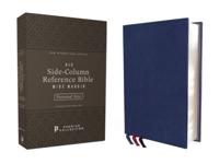 Niv, Side-Column Reference Bible (Deep Study at a Portable Size), Personal Size, Premium Goatskin Leather, Blue, Premier Collection, Art Gilded Edges, Comfort Print