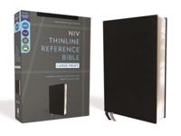 Niv, Thinline Reference Bible (Deep Study at a Portable Size), Large Print, Bonded Leather, Black, Red Letter, Comfort Print