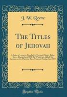 The Titles of Jehovah