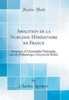 Abolition De La Noblesse Héréditaire En France