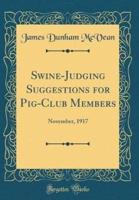 Swine-Judging Suggestions for Pig-Club Members
