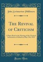 The Revival of Criticism