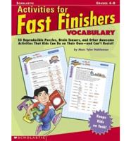 Activities for Fast Finishers Vocabulary