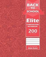 Back To School Elite Notebook, Wide Ruled Lined, Large 8 x 10 Inch, Grade School, Students, 100 Sheet Pink Cover