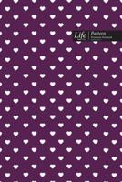 Hearts Pattern Composition Notebook, Dotted Lines, Wide Ruled Medium Size 6 x 9 Inch (A5), 144 Sheets Purple Cover