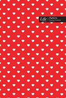 Hearts Pattern Composition Notebook, Dotted Lines, Wide Ruled Medium Size 6 x 9 Inch (A5), 144 Sheets Red  Cover