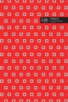 Square Pattern Composition Notebook, Dotted Lines, Wide Ruled Medium Size 6 x 9 Inch (A5), 144 Sheets Red Cover