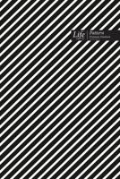 Striped Pattern Composition Notebook, Dotted Lines, Wide Ruled Medium Size 6 x 9 Inch (A5), 144 Sheets, Black Cover