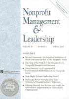Nonprofit Management & Leadership, Volume 20, Number 3