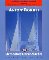 Student Solutions Manual, Elementary Linear Algebra Applications Version, Eighth Edition, Howard Anton, Chris Rorres