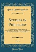 Studies in Philology, Vol. 6