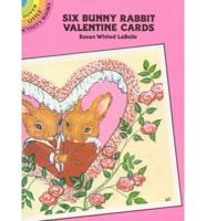 Six Bunny Rabbit Valentine Postcards