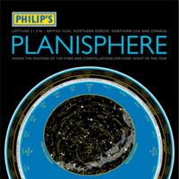 Philip's Planisphere: Northern 51.5 Degrees - British Isles, Northern Europe Northern USA and Canada