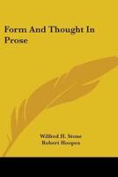 Form and Thought in Prose