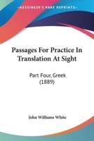 Passages For Practice In Translation At Sight