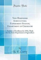 New Hampshire Agricultural Experiment Station, Department of Chemistry