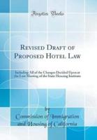 Revised Draft of Proposed Hotel Law