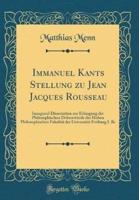 Immanuel Kants Stellung Zu Jean Jacques Rousseau