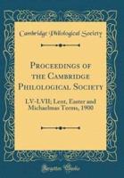 Proceedings of the Cambridge Philological Society