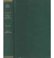 The British Library Catalogue of Additions to the Manuscripts 1956-1965