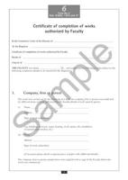 Faculty Jurisdiction Form No. 6: Certificate of Completion