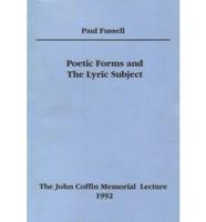 Poetic Forms and the Lyric Subject