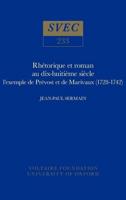 Rhétorique Et Roman Au Dix-Huitième Siècle