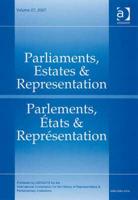 Parliaments, Estates & Representation/Parlements, États & Représentation