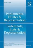 Parliaments, Estates & Representation/Parlements, États & Représentation