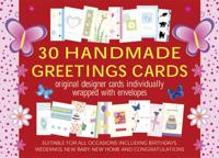 30 Handmade Greetings Cards (Red/Pink Box)