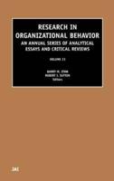 Research in Organizational Behavior Vol. 23 2001