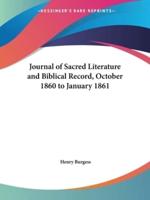 Journal of Sacred Literature and Biblical Record, October 1860 to January 1861