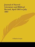 Journal of Sacred Literature and Biblical Record, April 1863 to July 1863