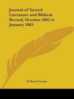 Journal of Sacred Literature and Biblical Record, October 1862 to January 1863