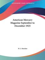 American Mercury Magazine September to December 1925