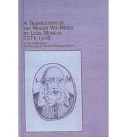 A Translation of the Magen Wa-Hereb by Leon Modena, 1571-1648