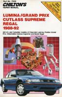 Chilton's Repair Manual. Lumina/Grand Prix/Cutlass Supreme/Regal, 1988-92