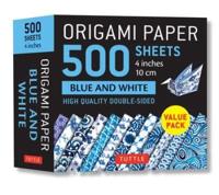Origami Paper 500 Sheets Blue and White 4 Inch (10 Cm)