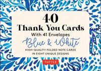 Blue & White 40 Thank You Cards With Envelopes