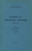 Theses in Germanic Studies 1962-67
