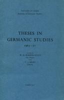 Theses in Germanic Studies, 1967-72